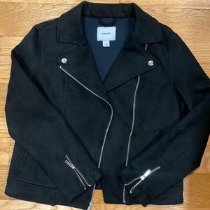Old Navy - black faux suede moto jacket - size small